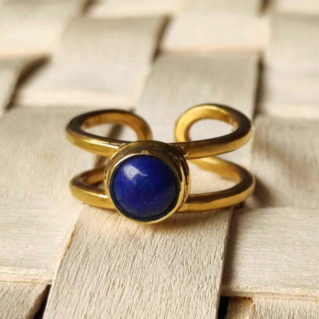 Anillo Doble Hilo Lapislazuli