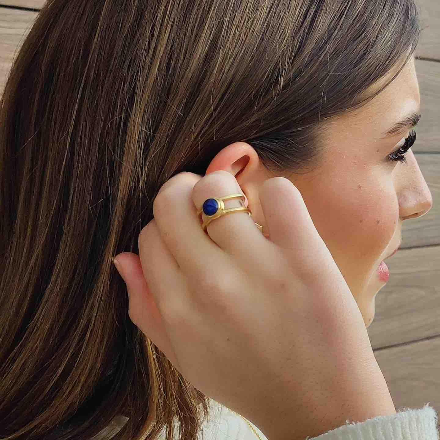 Anillo Doble Hilo Lapislazuli