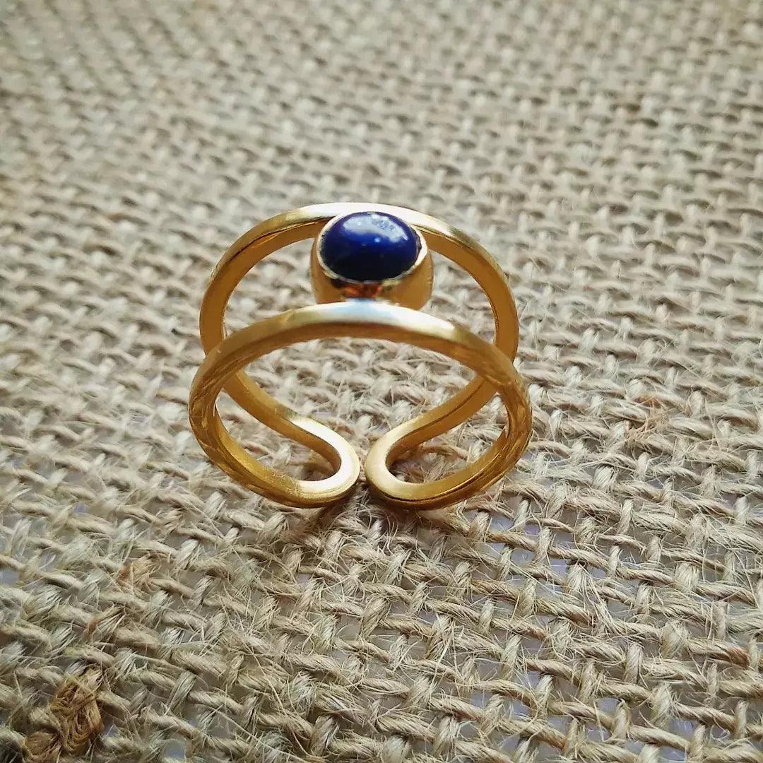 Anillo Doble Hilo Lapislazuli