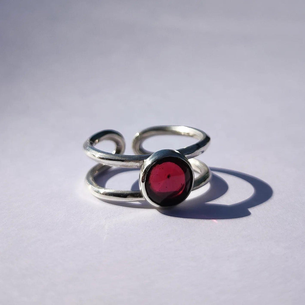 Anillo Doble Hilo Granate