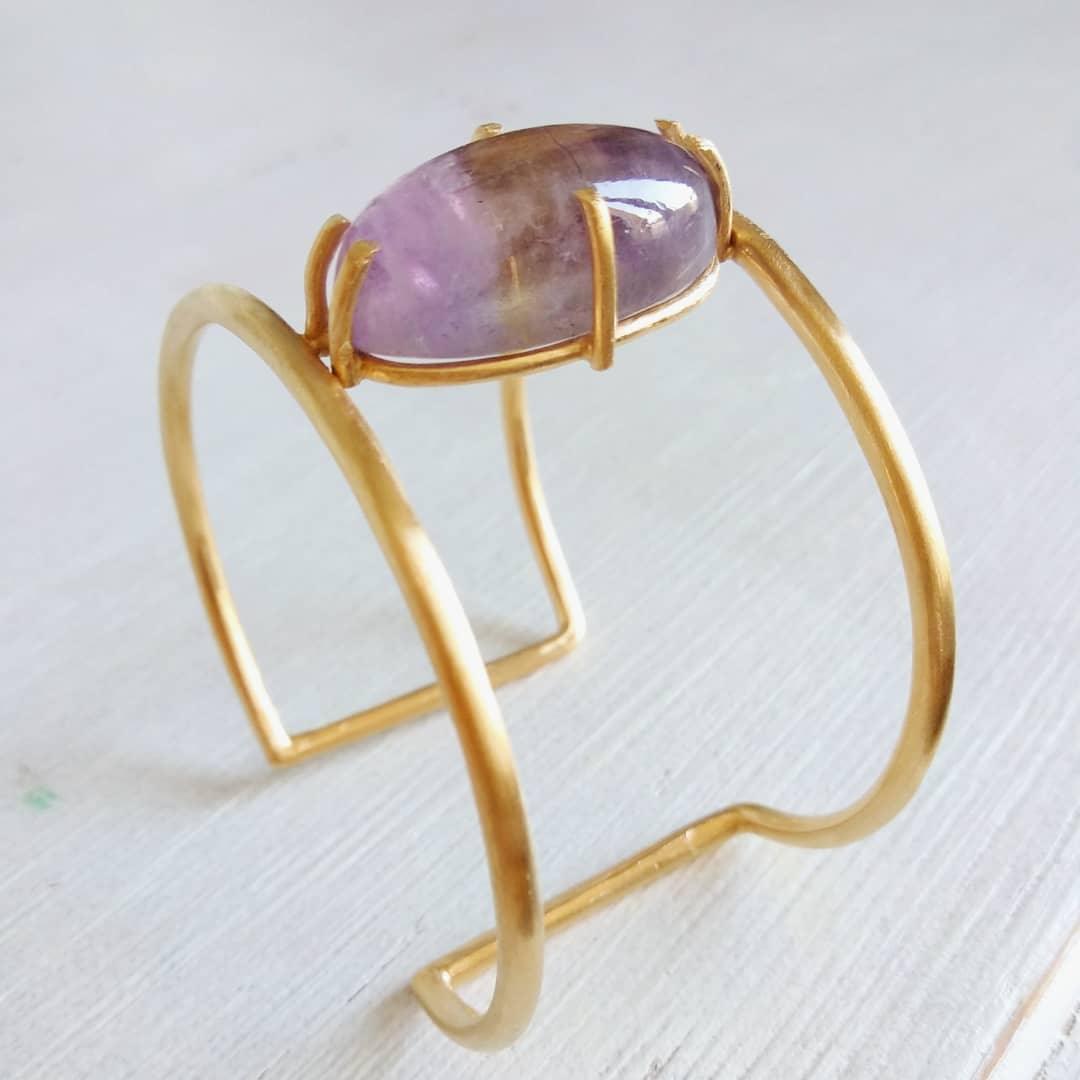 Brazalete de Hilo Doble con Ametrino de Bolivia