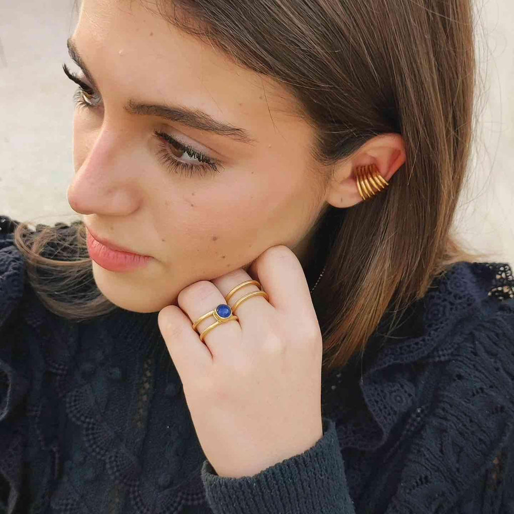 Anillo Doble Hilo Lapislazuli