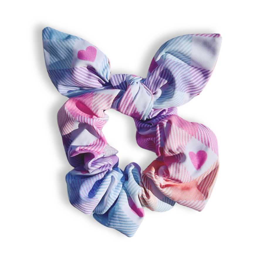 Scrunchie with Bow - Pastel Vichy-0