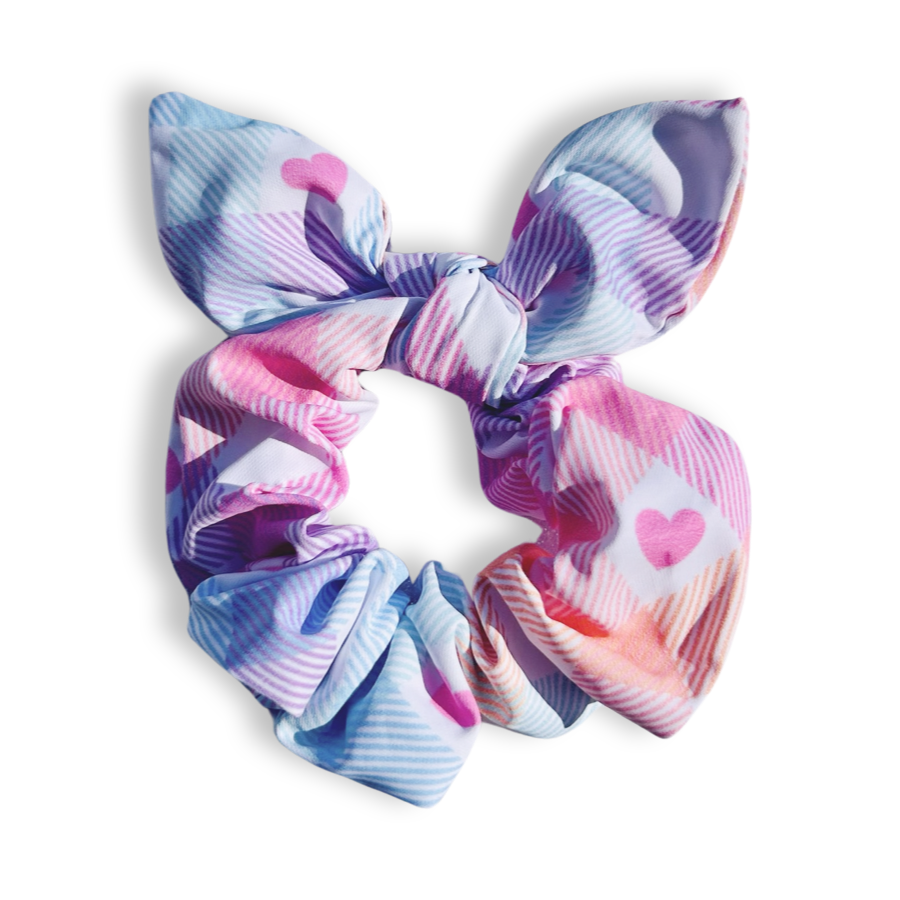 Scrunchie with Bow - Pastel Vichy-1
